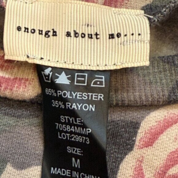 NEW "Enough About Me" women's medium camo Boutique crop top sweater MSRP $60 - Picture 2 of 4